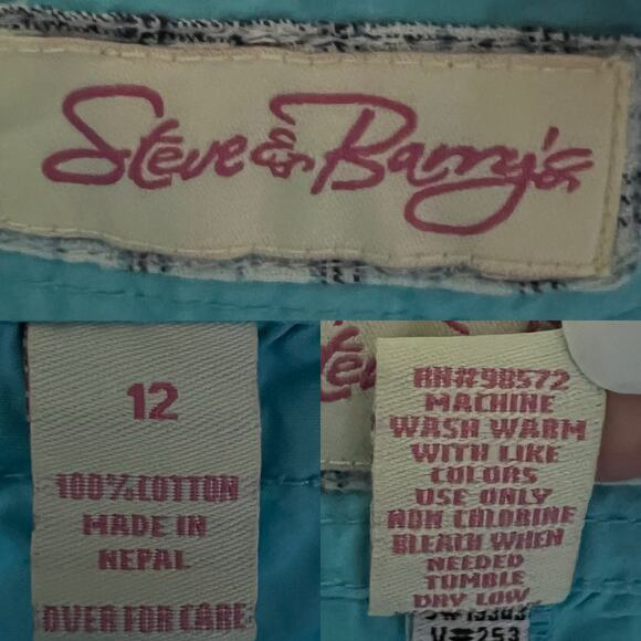 90s/Y2K Vintage Steve & Barry Turquoise Micro Shorts Size 8 Midrise Belted Boho - Picture 6 of 17